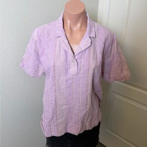 REI Cooperative Lavender Hemp Cotton Blend Collared Top Sz M